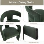 Contemporary Boucle Fabric Barrel Dining Chairs, Set of Four, Plush Sherpa-Covered Accent Chairs for Living Room, Cozy Armrest S