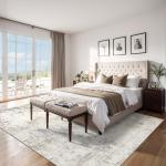 Area Rugs 9x12 Living Room - Washable Rug Modern Abstract Soft Large Neutral Non-Slip Carpet Indoor Floor Stain Resistant Thin Carpets for Bedroom Dining Room Farmhouse Nursery Home Office Multi