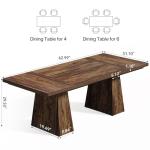LITTLE TREE Dining Table for 4-6 People, Wooden Table, Rectangle Furniture with Heavy Duty Legs, Modern Kitchen Table for Home, Dining Room, Brown