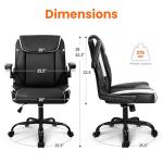 NEO CHAIR Office Desk Computer Chair Ergonomic Executive Mid-Back Leather Gaming Chair with Adjustable Flip-Up Armrests Wheels Swivel for Home Study Task (Black)
