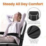 NEO CHAIR Office Desk Computer Chair Ergonomic Executive Mid-Back Leather Gaming Chair with Adjustable Flip-Up Armrests Wheels Swivel for Home Study Task (Black)
