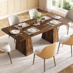LITTLE TREE Dining Table for 4-6 People, Wooden Table, Rectangle Furniture with Heavy Duty Legs, Modern Kitchen Table for Home, Dining Room, Brown