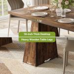 LITTLE TREE Dining Table for 4-6 People, Wooden Table, Rectangle Furniture with Heavy Duty Legs, Modern Kitchen Table for Home, Dining Room, Brown