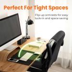 NEO CHAIR Office Desk Computer Chair Ergonomic Executive Mid-Back Leather Gaming Chair with Adjustable Flip-Up Armrests Wheels Swivel for Home Study Task (Black)