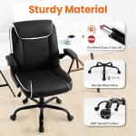 NEO CHAIR Office Desk Computer Chair Ergonomic Executive Mid-Back Leather Gaming Chair with Adjustable Flip-Up Armrests Wheels Swivel for Home Study Task (Black)