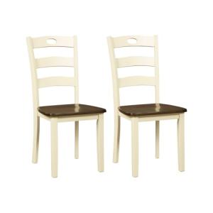 Signature Design by Ashley Woodanville 18" Cottage Ladderback Dining Chair, 2 Count, Cream & Brown