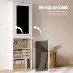 HOMCOM Fold-Out Convertible Writing Table, Computer Desk with Blackboard and Side Shelf Multi-Function Home Office Workstation, White