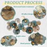 edaknez Metal Wall Decor for Living Room, Metal Flower Wall Art, 3D Stacked Leaves Wall Art Decor, Modern Lotus Flower Hanging Wall Decor (C 50 inch x 26 inch)