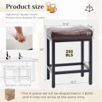 Sweetcrispy Bar Stools Set of 4, 24 Inch Counter Height Stools, PU Leather Upholstered Bar Chairs with Footrest, Modern Bar Stools for Kitchen Island, Dining, Living Room, Brown