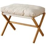 Baveke Ottoman Foot Rest- Bamboo Foldable Stool, Foot Stools Small Ottman with Upholstered & X Legs, Folding Stool for Makeup, Bedroom and Living Room (Large Beige)