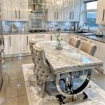 Modern Luxury Kitchen Restaurant Tables and 6 Chairs Sets Grey High End Marble Dining Table Set for Home Dining Table Set диван