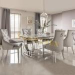 Modern Luxury Kitchen Restaurant Tables and 6 Chairs Sets Grey High End Marble Dining Table Set for Home Dining Table Set диван