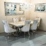 Modern Luxury Kitchen Restaurant Tables and 6 Chairs Sets Grey High End Marble Dining Table Set for Home Dining Table Set диван