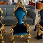 classic cheap wedding royal throne chair gold for bride and groom, event party queen king throne chair