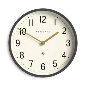 NEWGATE® Master Edwards Wall Clock | Mid Century Style Clock | 12 inch | Deep Metal case in matt Dark Gray | Modern Retro Design for Kitchen, Living Room or Office