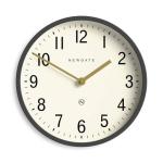NEWGATE® Master Edwards Wall Clock | Mid Century Style Clock | 12 inch | Deep Metal case in matt Dark Gray | Modern Retro Design for Kitchen, Living Room or Office