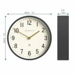 NEWGATE® Master Edwards Wall Clock | Mid Century Style Clock | 12 inch | Deep Metal case in matt Dark Gray | Modern Retro Design for Kitchen, Living Room or Office