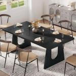 Tribesigns Large Dining Table for 6-8 People, 70.9-Inch Modern Kitchen Table for Dinner with Black Wooden Legs, Rectangular Kitchen Dining Table for Dining Room, Living Room, Home Furniture (Black)
