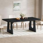 Tribesigns Large Dining Table for 6-8 People, 70.9-Inch Modern Kitchen Table for Dinner with Black Wooden Legs, Rectangular Kitchen Dining Table for Dining Room, Living Room, Home Furniture (Black)