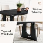 Tribesigns Large Dining Table for 6-8 People, 70.9-Inch Modern Kitchen Table for Dinner with Black Wooden Legs, Rectangular Kitchen Dining Table for Dining Room, Living Room, Home Furniture (Black)