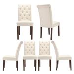 Tufted Dining Chairs Set of 6, Upholstered Parsons Dining Room Chairs, Fabric Kitchen Side Chair with Wood Legs, Beige