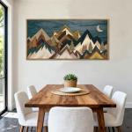 BINCUE Mountain Wall Art Framed Canvas Wall Art Nature Forest Wall Decor Rustic Farmhouse Wall Painting Moon Art for Living Room Bedroom Dining Room Large Size 20"x40"