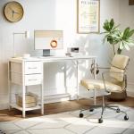 CubiCubi Computer Desk with 2 Drawers, 40 Inch Small Home Office Desk with Storage Study Writing Table, Pure White