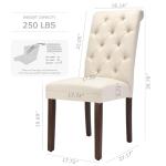 Tufted Dining Chairs Set of 6, Upholstered Parsons Dining Room Chairs, Fabric Kitchen Side Chair with Wood Legs, Beige