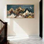 BINCUE Mountain Wall Art Framed Canvas Wall Art Nature Forest Wall Decor Rustic Farmhouse Wall Painting Moon Art for Living Room Bedroom Dining Room Large Size 20"x40"