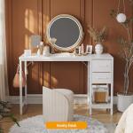 CubiCubi Computer Desk with 2 Drawers, 40 Inch Small Home Office Desk with Storage Study Writing Table, Pure White