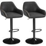 Yaheetech Bar Stools Set of 2, PU Leather Swivel Counter Height Barstools, Adjustable Bar Chairs with Backrest and Footrest, Kitchen Island Stool for Home Kitchen, Black