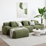 LIKIMIO 118" Modern L-Shaped Modular Sectional Sofa for Living Room, Corduroy Upholstery Green, Oversized 3-Seater Couch with Deep Seat and Movable Ottoman – No Assembly