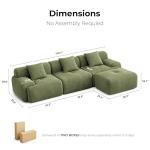 LIKIMIO 118" Modern L-Shaped Modular Sectional Sofa for Living Room, Corduroy Upholstery Green, Oversized 3-Seater Couch with Deep Seat and Movable Ottoman – No Assembly