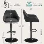 Yaheetech Bar Stools Set of 2, PU Leather Swivel Counter Height Barstools, Adjustable Bar Chairs with Backrest and Footrest, Kitchen Island Stool for Home Kitchen, Black