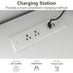 Gyfimoie 6 Drawer Dresser with Power Outlet, Dresser with LED Light, Modern Chest of Drawers for Closet, Double Wide Drawer Organizer Cabinet for Bedroom, Living Room (White, 6 Drawers)