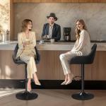 Yaheetech Bar Stools Set of 2, PU Leather Swivel Counter Height Barstools, Adjustable Bar Chairs with Backrest and Footrest, Kitchen Island Stool for Home Kitchen, Black