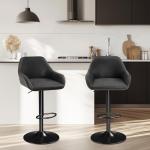Yaheetech Bar Stools Set of 2, PU Leather Swivel Counter Height Barstools, Adjustable Bar Chairs with Backrest and Footrest, Kitchen Island Stool for Home Kitchen, Black