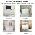 Gyfimoie 6 Drawer Dresser with Power Outlet, Dresser with LED Light, Modern Chest of Drawers for Closet, Double Wide Drawer Organizer Cabinet for Bedroom, Living Room (White, 6 Drawers)