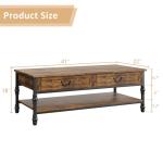 SLEKVERSA 41" Rustic Coffee Table with 2 Storage Drawers, Rectangular Coffee Tables w/Storage Shelf and Metal Legs, Industrial Large Coffee Table for Living Room Office Apartment