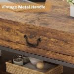 SLEKVERSA 41" Rustic Coffee Table with 2 Storage Drawers, Rectangular Coffee Tables w/Storage Shelf and Metal Legs, Industrial Large Coffee Table for Living Room Office Apartment