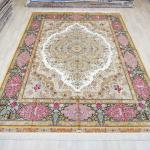 305x427cm Handknotted Pink Silk Area Rug Oversized Home Office Luxury Carpet (TJ186A)
