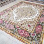 305x427cm Handknotted Pink Silk Area Rug Oversized Home Office Luxury Carpet (TJ186A)