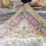 305x427cm Handknotted Pink Silk Area Rug Oversized Home Office Luxury Carpet (TJ186A)