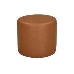 Lifestyle Solutions 19” Wentworth Ottoman Round Faux Leather Bench, Stationary Ottomans, Backless Chair, Footrest for Living Room, Footstool Office, Bedroom, Padded Seat, Caramel Brown