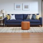 Lifestyle Solutions 19” Wentworth Ottoman Round Faux Leather Bench, Stationary Ottomans, Backless Chair, Footrest for Living Room, Footstool Office, Bedroom, Padded Seat, Caramel Brown