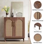 Tribesigns Set of 2 Rattan Sideboard Buffet Cabinet with Storage, 59 Inch Accent Cabinet with Doors, Storage Cabinet for Dining