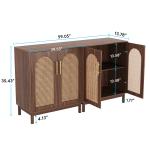 Tribesigns Set of 2 Rattan Sideboard Buffet Cabinet with Storage, 59 Inch Accent Cabinet with Doors, Storage Cabinet for Dining