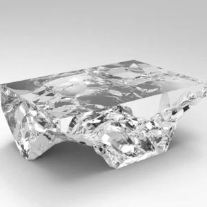 Modern light luxury tea table platinum crystal square coffee table living room