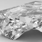 Modern light luxury tea table platinum crystal square coffee table living room