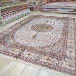 305x427cm High Quality Ivory Rugs Medallion Handwoven Persian Silk Carpets (TJ300B)